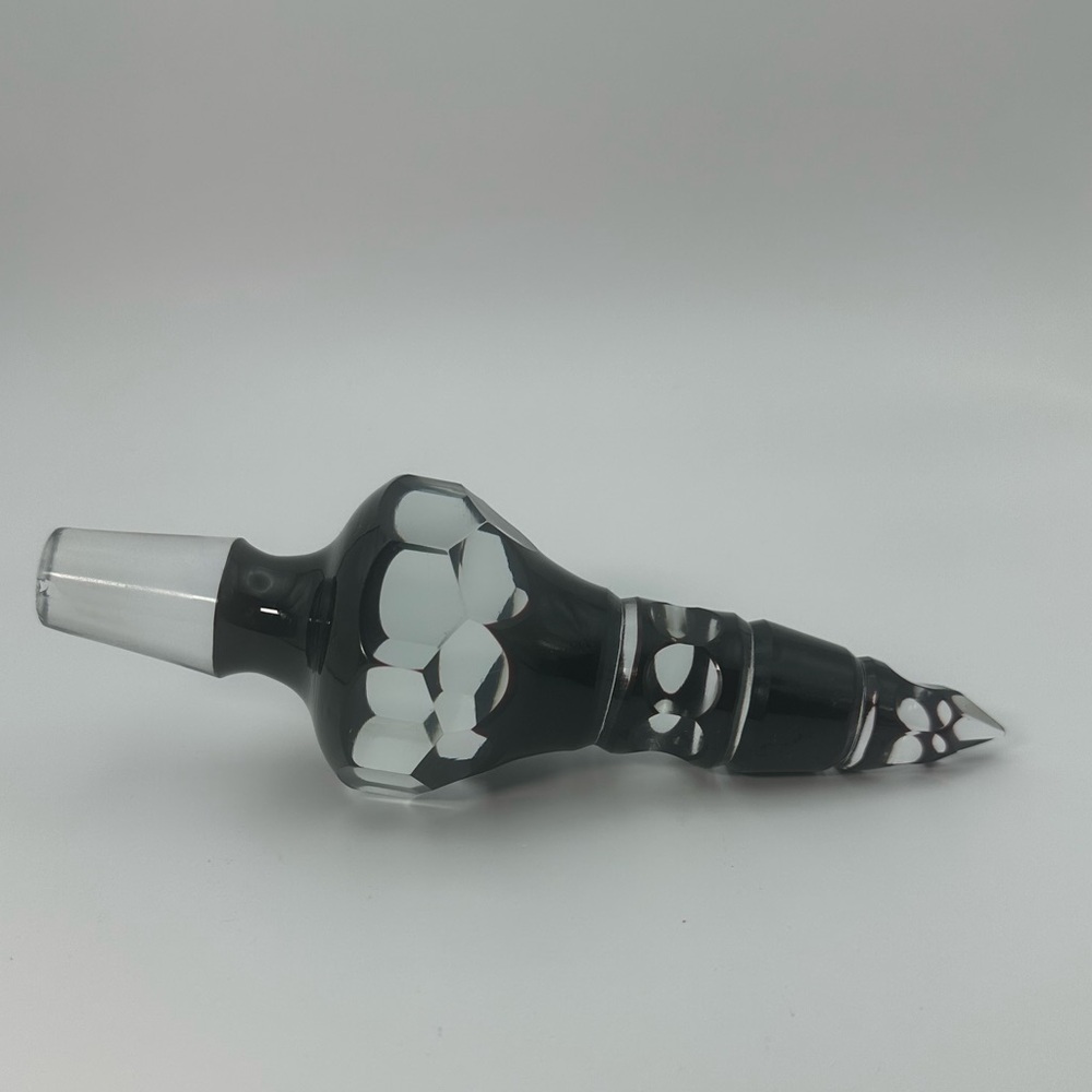 Bohemian Black Amethyst Cut to Clear Bottle Stopper.